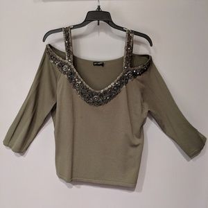 Jeweled, army green top